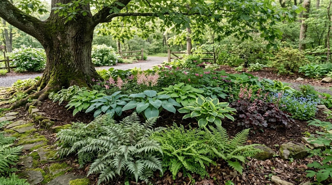 Layered Shade Bed Under a Larger Tree